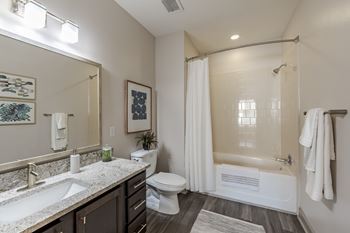 Updated bathroom at the tribute apartments in raleigh, nc 27612